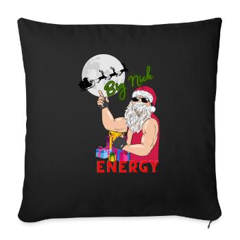 Big Nick Energy Santa Gym Fitness Weight gifts - Throw Pillow Cover 17.5” x 17.5” - black - Front