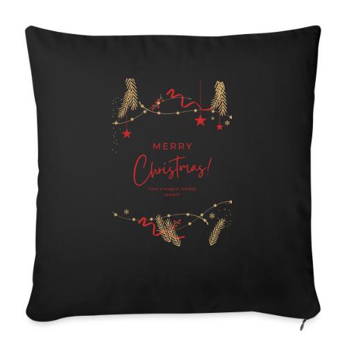 Merry Christmas Typography Design - Throw Pillow Cover 17.5” x 17.5”