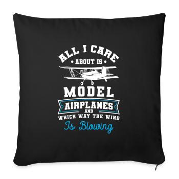 Model Airplane Model Flying Pilot - Throw Pillow Cover 17.5” x 17.5” - black - Front