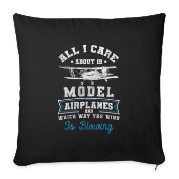 Model Airplane Model Maker Aviator Test Pilot - Throw Pillow Cover 17.5” x 17.5” - black - Front