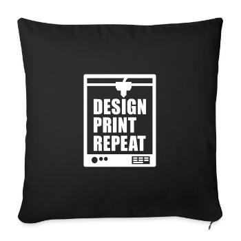 Design Print Repeat 3D Printing Technology - Throw Pillow Cover 17.5” x 17.5” - black - Front
