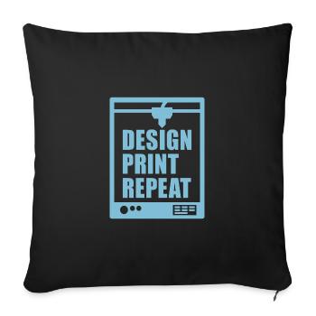 Design Print Repeat 3D Printing Technology - Throw Pillow Cover 17.5” x 17.5” - black - Front