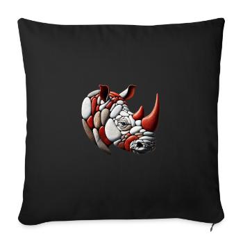 Rustic Terra Rhinoceros Pebble Art Piece - Throw Pillow Cover 17.5” x 17.5” - black - Front