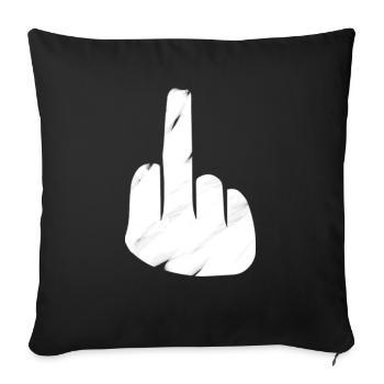 fuck you - fuck off - middle finger - Throw Pillow Cover 17.5” x 17.5” - black - Front