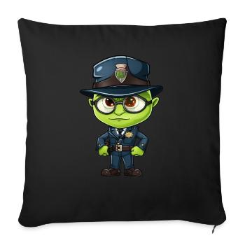 Locusts policeman - Throw Pillow Cover 17.5” x 17.5” - black - Front