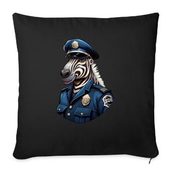 Zebra policeman - Throw Pillow Cover 17.5” x 17.5” - black - Front