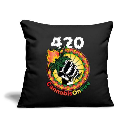Whimsical 420 OnFire Time Weed Marijuana Design - Throw Pillow Cover 17.5” x 17.5”