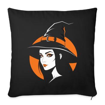 Witch - Throw Pillow Cover 17.5” x 17.5” - black - Front