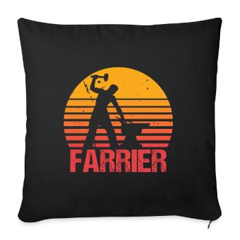 Horse Farrier Blacksmith Dad Anvil Sunset - Throw Pillow Cover 17.5” x 17.5” - black - Front