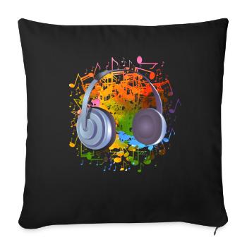 Headphones Music Lover Gift Musican Music - Throw Pillow Cover 17.5” x 17.5” - black - Front