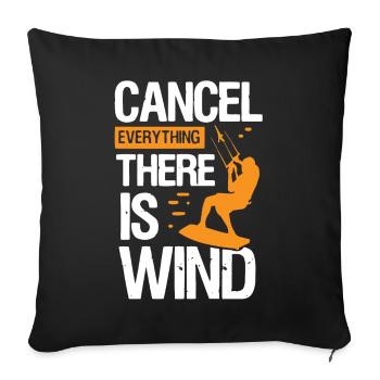 Kitesurfer, Windsurfing, Kite - Throw Pillow Cover 17.5” x 17.5” - black - Front