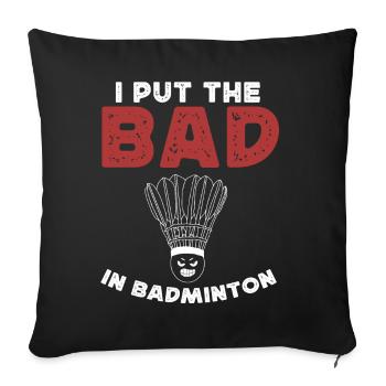 Badminton, Badminton Player - Throw Pillow Cover 17.5” x 17.5” - black - Front