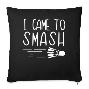 Badminton, Badminton Player - Throw Pillow Cover 17.5” x 17.5” - black - Front
