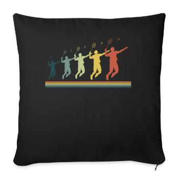 Badminton, Badminton Player - Throw Pillow Cover 17.5” x 17.5” - black - Front