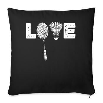 Badminton, Badminton Player - Throw Pillow Cover 17.5” x 17.5” - black - Front