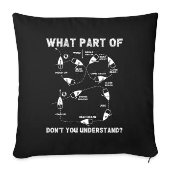 man over boeard maneuver, sailor, sailing - Throw Pillow Cover 17.5” x 17.5” - black - Front