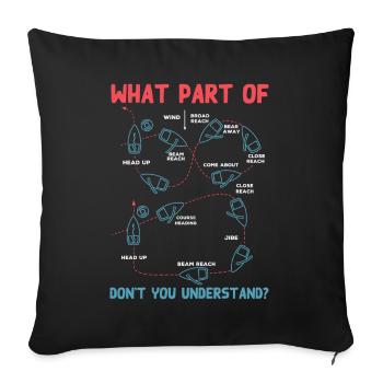 man over boeard maneuver, sailor, sailing - Throw Pillow Cover 17.5” x 17.5” - black - Front