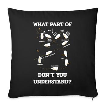 man over boeard maneuver, sailor, sailing - Throw Pillow Cover 17.5” x 17.5” - black - Front