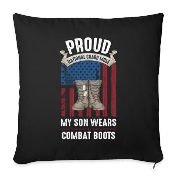 Proud national guard mom - Throw Pillow Cover 17.5” x 17.5” - black - Front