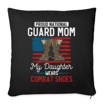 Proud national guard mom - Throw Pillow Cover 17.5” x 17.5” - black - Front