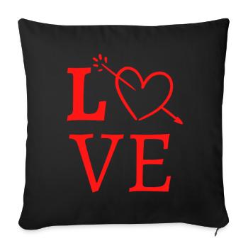 Idée cadeau amour, couple, saint valentin,Love - Throw Pillow Cover 17.5” x 17.5” - black - Front