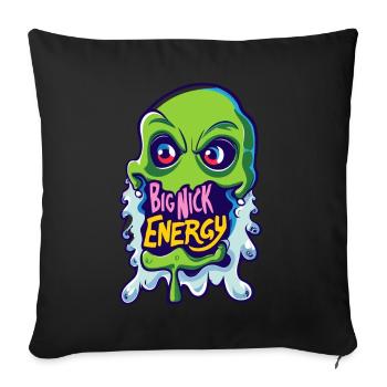 Retro Groovy Big Nick Ghost Face Energy green - Throw Pillow Cover 17.5” x 17.5” - black - Front