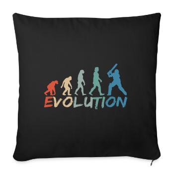 Evolution of Cricket Vintage - Throw Pillow Cover 17.5” x 17.5” - black - Front