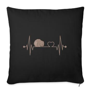 Wombat Australia Heartbeat - Throw Pillow Cover 17.5” x 17.5” - black - Front