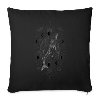 Cosmic Whale Geometry - Throw Pillow Cover 17.5” x 17.5” - black - Front