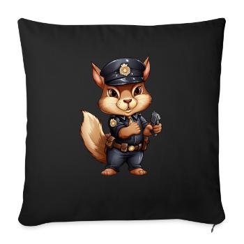 Squirrel policeman - Throw Pillow Cover 17.5” x 17.5” - black - Front