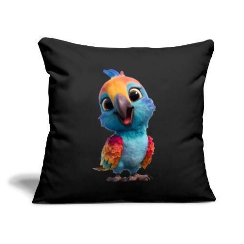 Colorful Cartoon Baby Parrot Design - Throw Pillow Cover 17.5” x 17.5”