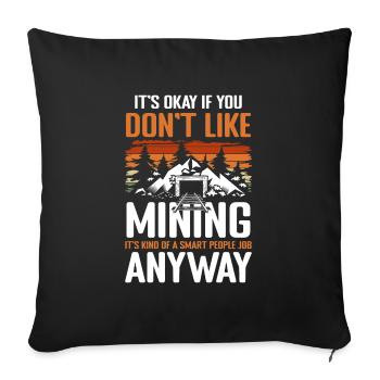 Miner Underground Profession Helm - Throw Pillow Cover 17.5” x 17.5” - black - Front