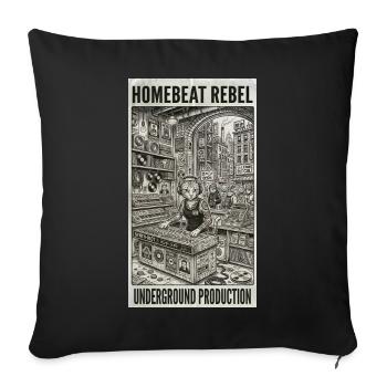 Homebeat Rebel Underground - Throw Pillow Cover 17.5” x 17.5” - black - Front