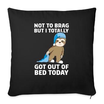 Cute Sloth Sleepy Lazy - Throw Pillow Cover 17.5” x 17.5” - black - Front