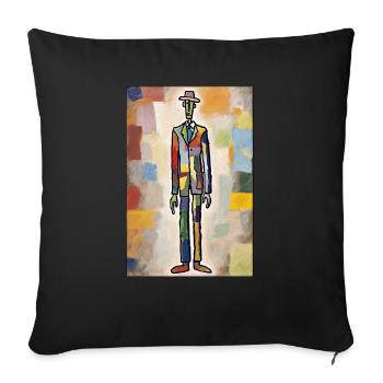 Colorful Tall Man in Suit - Throw Pillow Cover 17.5” x 17.5” - black - Front