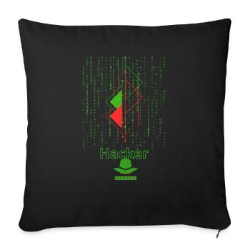 hacker - Throw Pillow Cover 17.5” x 17.5” - black - Front