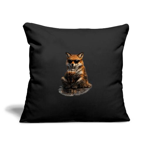 Cool Red Fox Wearing Sunglasses Drinking Coffee - Throw Pillow Cover 17.5” x 17.5”