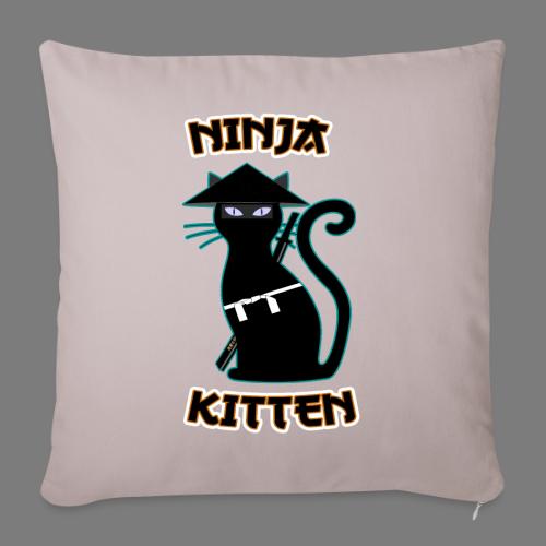 Ninja cat samurai kitten Assassin kitty Meow - Throw Pillow Cover 17.5” x 17.5”