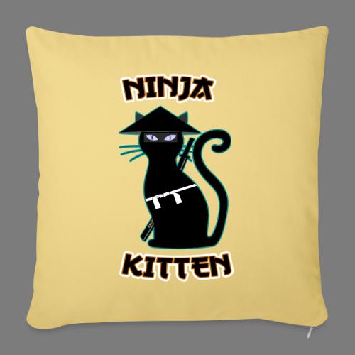 Ninja cat samurai kitten Assassin kitty Meow - Throw Pillow Cover 17.5” x 17.5”