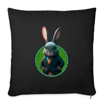 Business bunny in suit business - Throw Pillow Cover 17.5” x 17.5” - black - Front