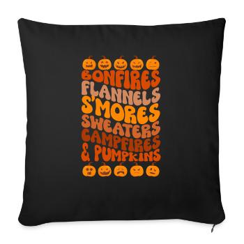 Favorite Season Halloween Thanksgiving - Throw Pillow Cover 17.5” x 17.5” - black - Front