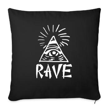 rave eye - Throw Pillow Cover 17.5” x 17.5” - black - Front