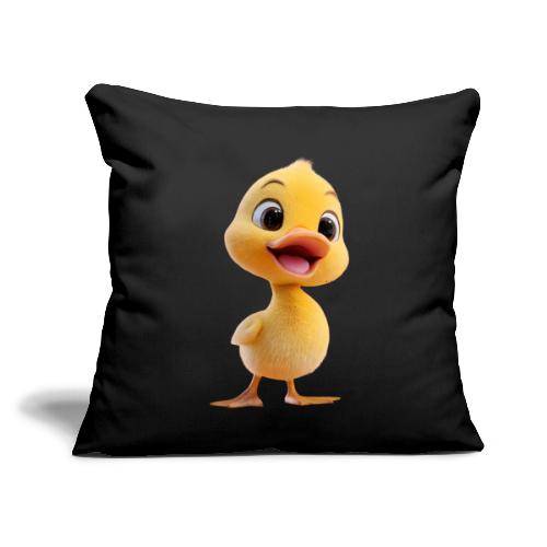 Bright Yellow Baby Duck Smiling - Throw Pillow Cover 17.5” x 17.5”