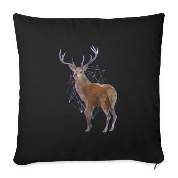 Poly Art Geometric Colorful - Throw Pillow Cover 17.5” x 17.5” - black - Front