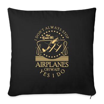 Model Airplane Airplane Aviator - Throw Pillow Cover 17.5” x 17.5” - black - Front