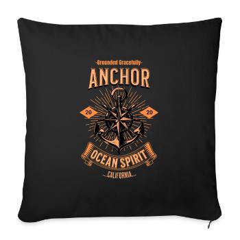 Anchor Ocean Spirit - Throw Pillow Cover 17.5” x 17.5” - black - Front