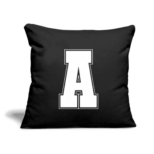 White Letter A – Varsity Alphabet Monogram - Throw Pillow Cover 17.5” x 17.5”