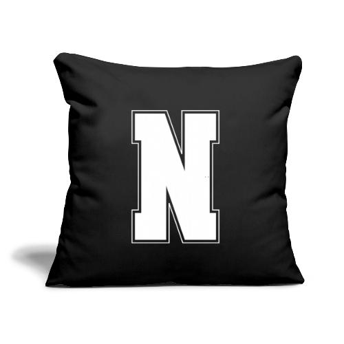 White Letter N – Varsity Alphabet Monogram - Throw Pillow Cover 17.5” x 17.5”