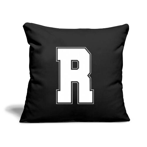 White Letter R – Varsity Alphabet Monogram - Throw Pillow Cover 17.5” x 17.5”