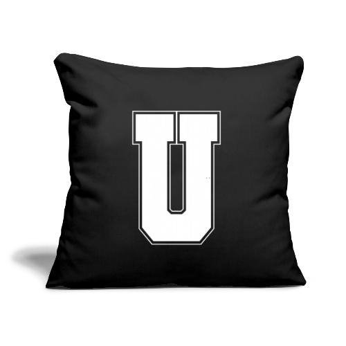White Letter U – Varsity Alphabet Monogram - Throw Pillow Cover 17.5” x 17.5”